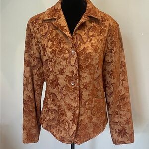 Brown floral pattern Women's Jacket -blazer warm tones